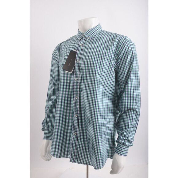 Zara Man Men Vichy Oxford Shirt Size XL Green Navy Checked 6608/405 NWT - Picture 3 of 6